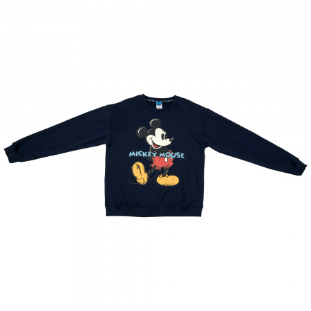 Mickey Mouse Colored Pencil Sketch Navy Colorway Fleece Sweater
